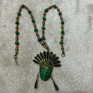 Bronze and malachite Mexican necklace